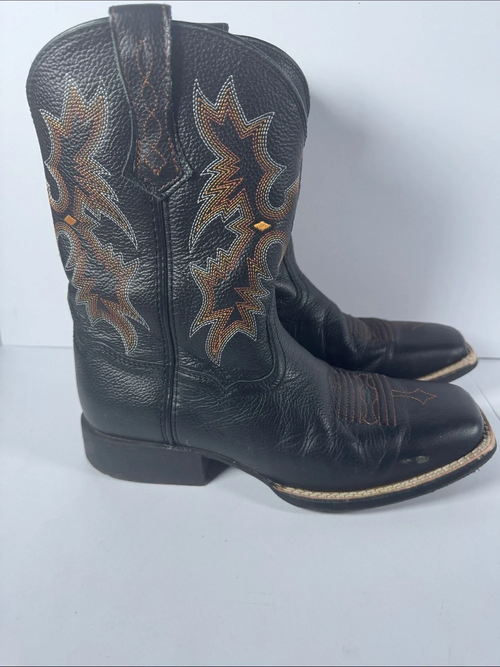 Ariat Black Kids Western Cowboy Boots with Brown Embroidery